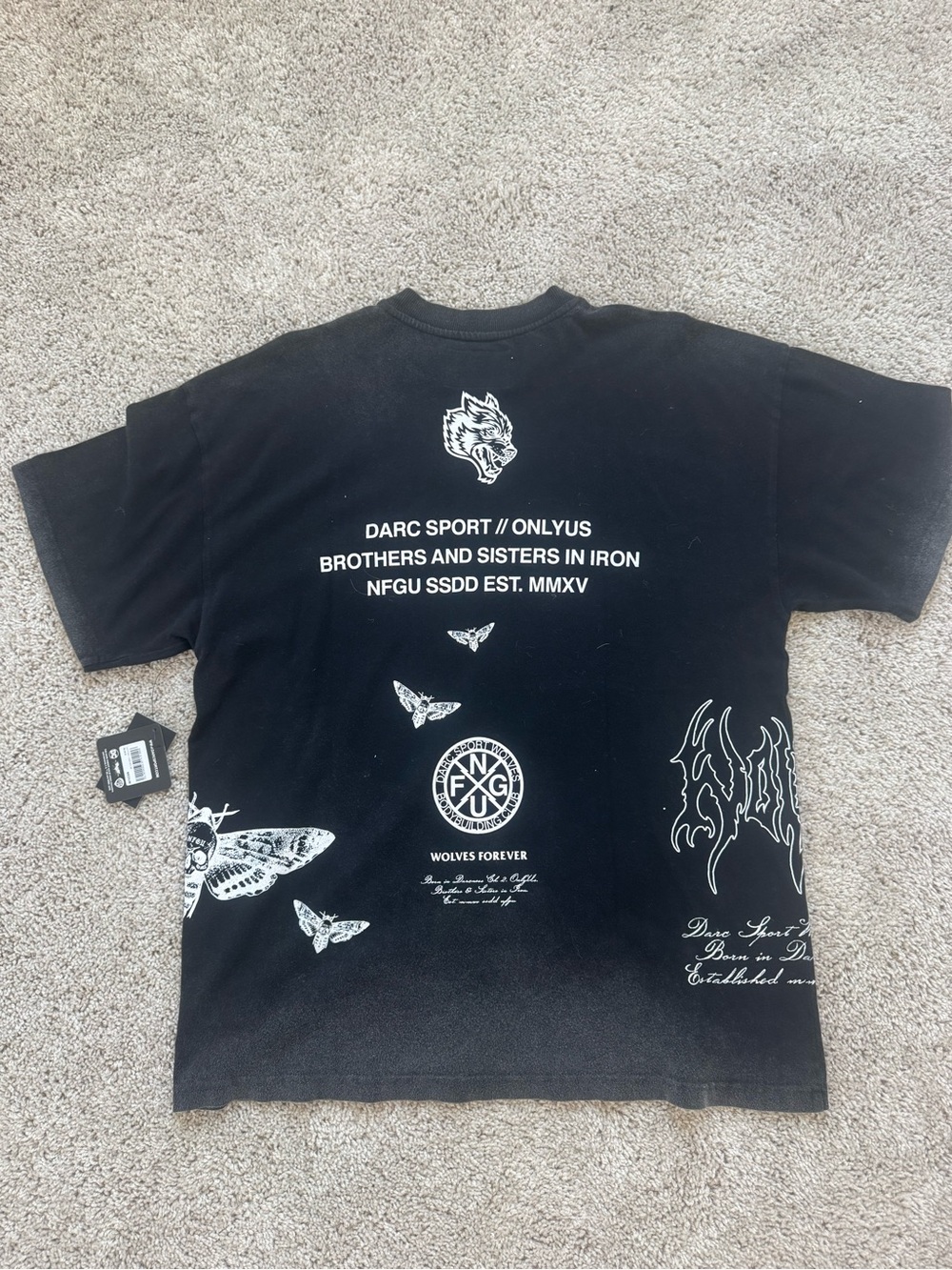 Black Graphic Kids T-Shirt with White Skull Design - Picture 2 of 3
